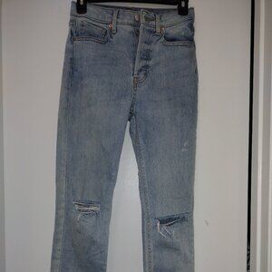 Wild Fable Straight Leg Jeans Size 00 Light Wash Distressed Raw Hem